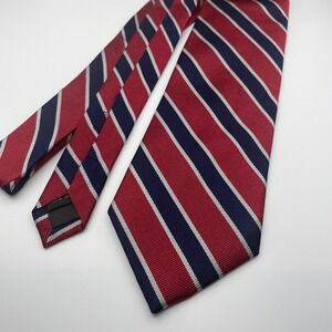 Zianetti Italian Silk Collection Mens Red Navy White Stripe Necktie